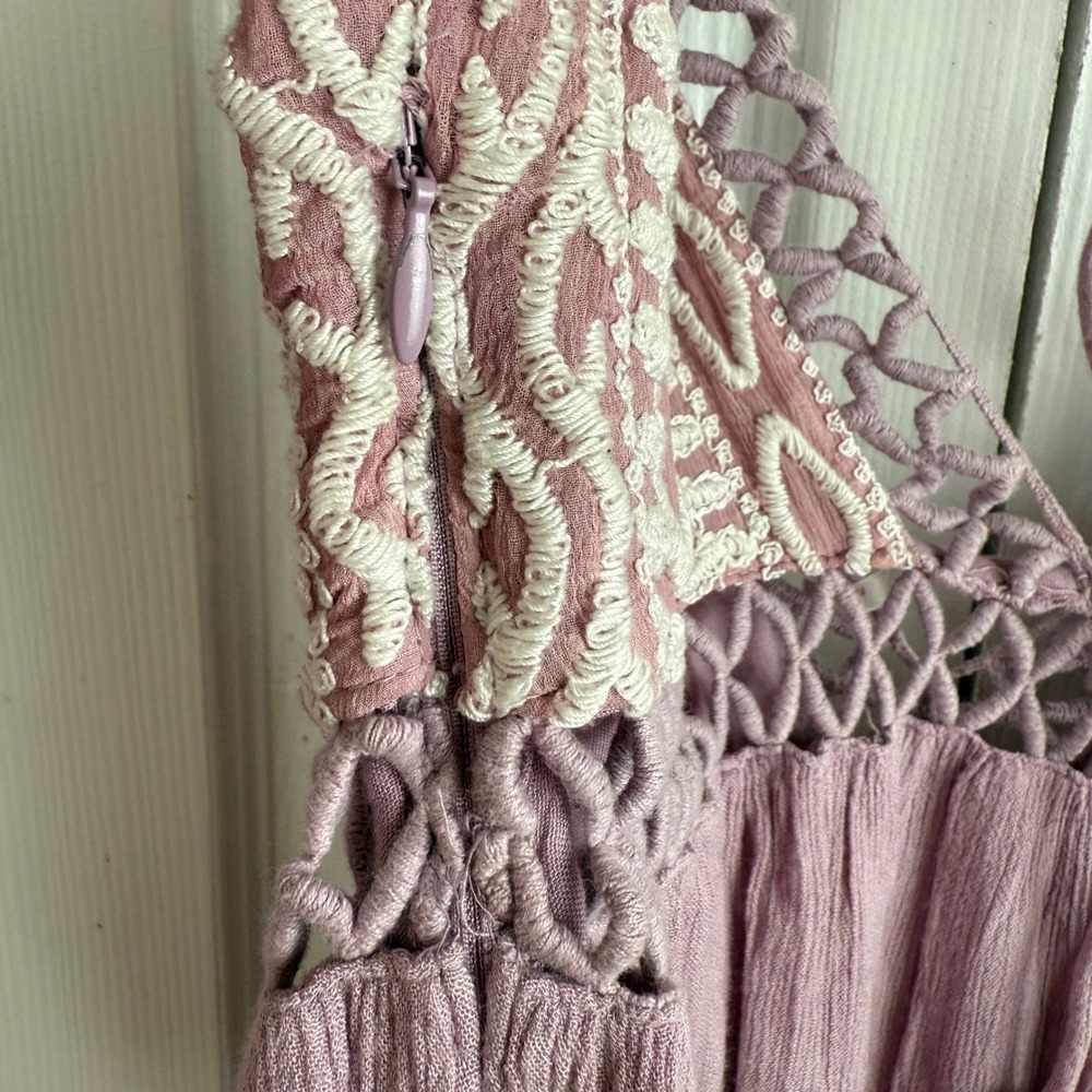 Free People Dusk Till Dawn Mini Dress in Mauve Sz 6 Boho Lace Cottagecore - Picture 15 of 15